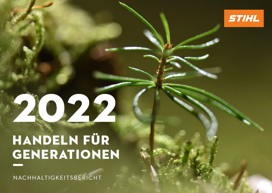 Omslagsbild för STIHLs hållbarhetsrapport 2022